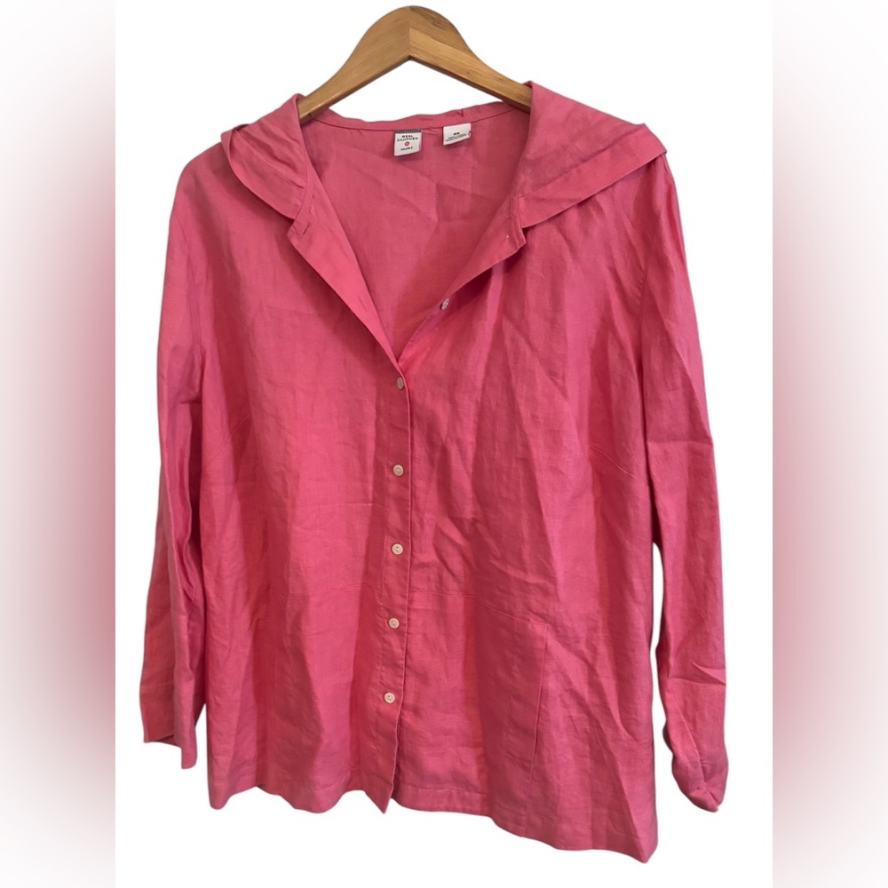 Saks Fifth Avenue Real Clothes – Dusty Rose Linen Hooded Top Women Size 20 NWOT